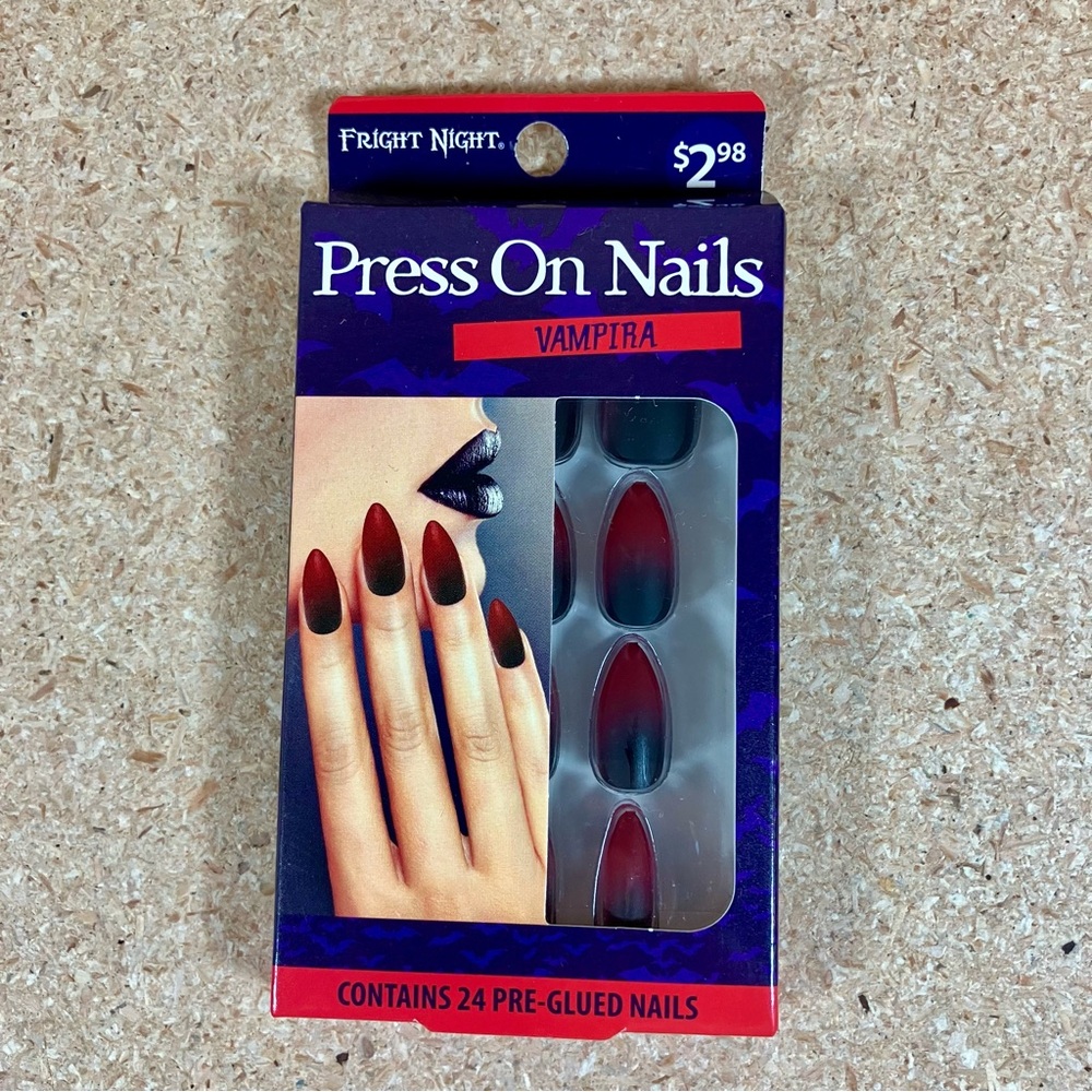 Fright Night Halloween Press On Pre Glued Nails 24 ct, VAMPIRA